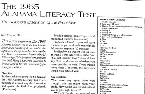 Answers Test 1965 Literacy