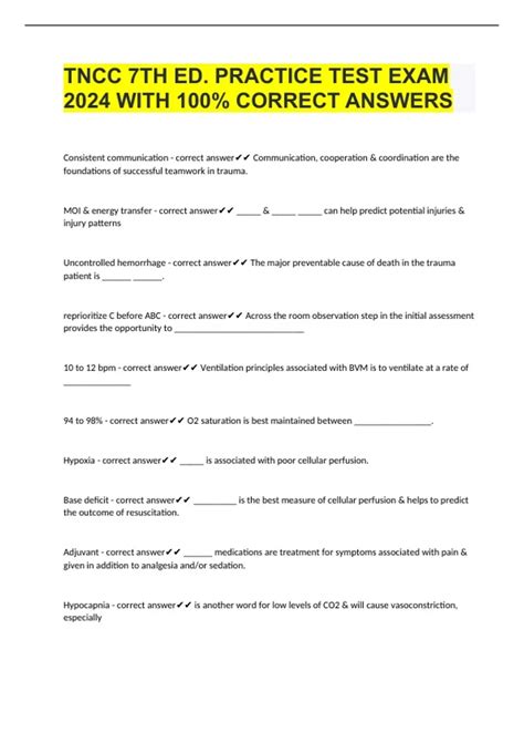 Answers Test Practice Tncc