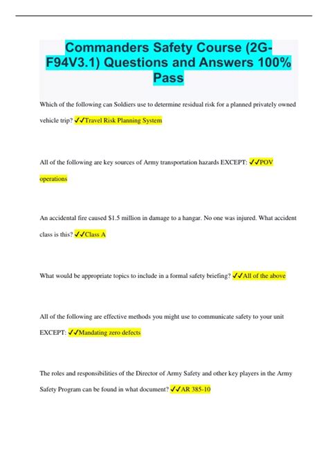 Answers To Commanders Safety Course