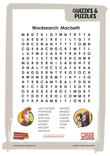 Answers To Macbeth Wordsearch