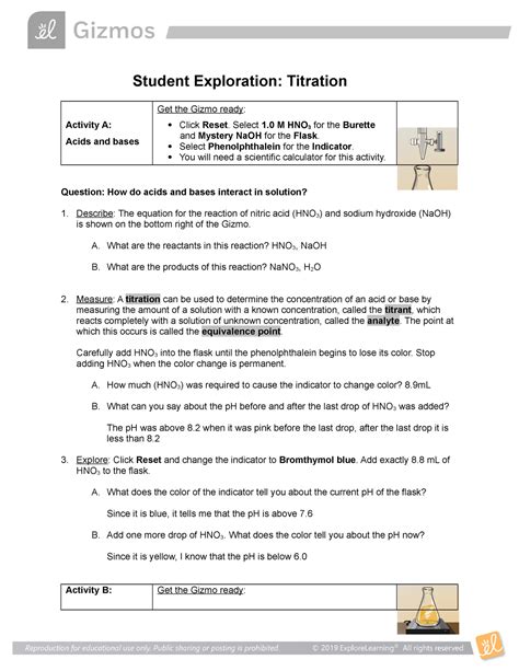 Answers To Titration Gizmo