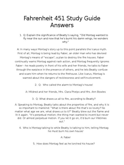 Answers for fahrenheit 451 study guide. - Student teachers manual in the philippines.