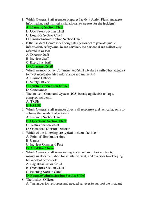 Answers for fema ics 100. FEMA ICS TEST 11-20.pdf - IS-100.c - Introduction To The... View FEMA ICS TEST 11-20.pdf from IS 100 at Defense Acquisition University. ... C_ Introduction to the Incident Command System, ICS 100 Answers _ FEMA Test ... 