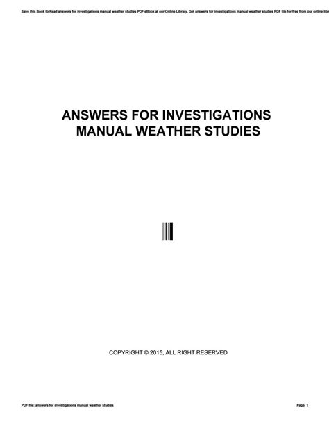 Answers for investigations manual weather studies. - Découvre la ferme avec nous ! (livre animé).