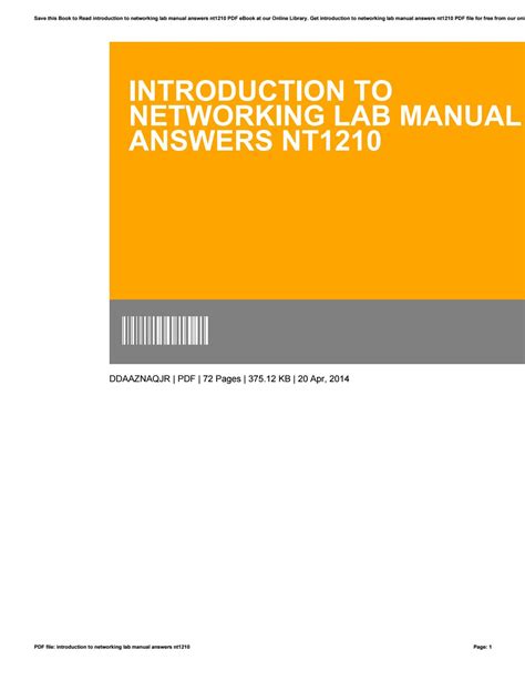 Answers to intro networking lab manual. - Manuale di laboratorio della simbiosi di pearson.
