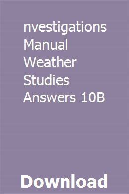 Answers to investigations manual weather studies 10b. - Marion blank level question marking guide.