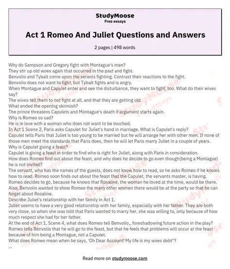 Answers to romeo and juliet study guide act 4. - Manual para los aficionados al juego de billar.