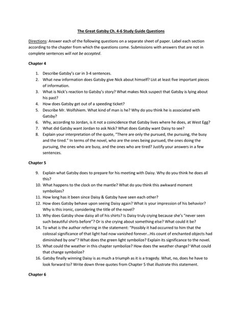 Answers to the great gatsby study guide. - Illustrated study guide for the nclex rn exam 8e.