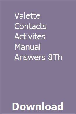 Answers valette contacts activities manual 8th. - Robust control of time delay systems.