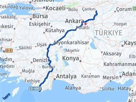 Antalya çankırı arası kaç km