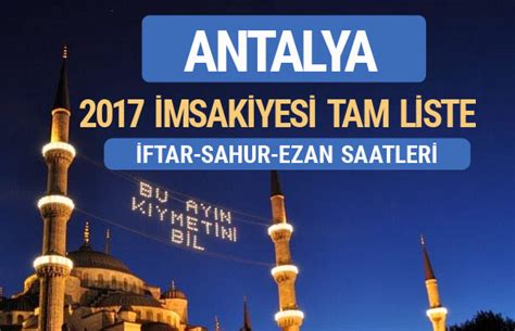 Antalya ezan saatleri 2017