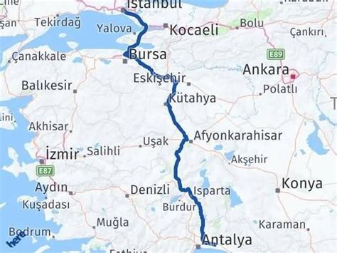 Antalya istanbul arası kaç km