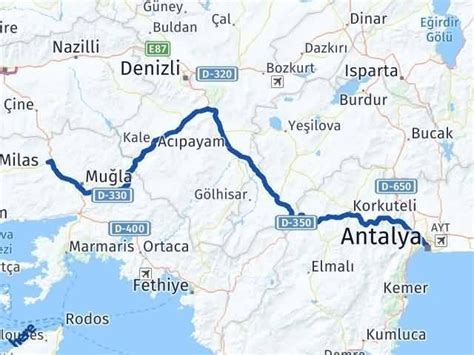Antalya yatağan arası kaç km