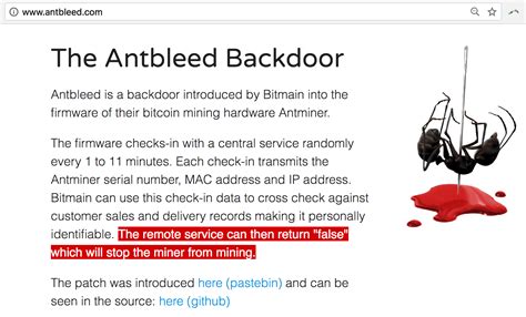 Antbleed: Bitcoin