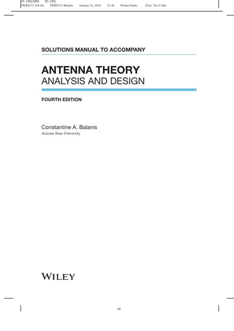 Antenna Design Balanis Analysis Manual Solution Theory