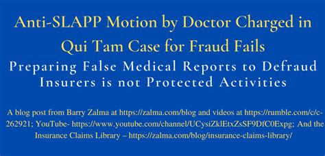 Anti-SLAPP Motion by Doctor Charged in Qui Tam Case for