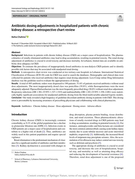 Antibiotic dosing adjustments in hospitalized patients with