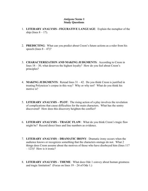 Antigone Discussion Question Answers