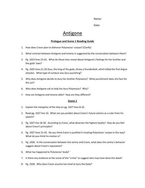 Antigone study guide packet prologue answers. - Chrysler voyager 2 8 crd manual.