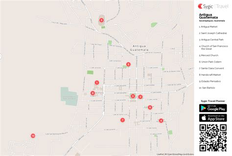 Antigua Guatemala Printable Tourist Map Sygic Travel