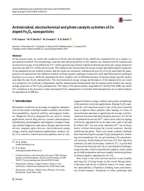 Antimicrobial, electrochemical and photo catalytic activities of Zn ...