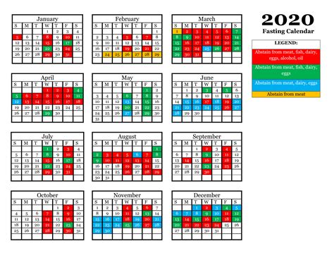 Antiochian Orthodox Fasting Calendar 2022