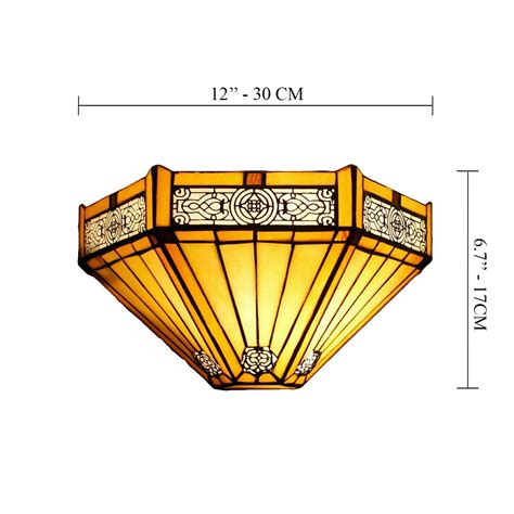 Antique Hexagon Tiffany style wall lamp 12" Stained Glass uplighter …