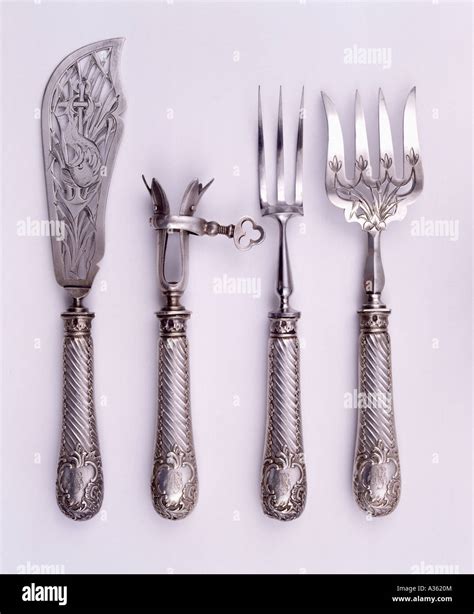 Antique Silver Fish Knives , Forks & Servers AC Silver