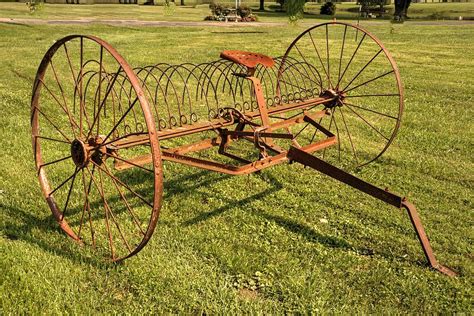 Antique hay rakes. Thread starter WIZZO; Start date Jun 25, 2015; W. WIZZO Member. Jun 25, 2015 ... and cogs in the wheel hubs would lift the teeth to dump the hay. It was and is an art to make straight windrows using these. I pulled a 46 foot dump rake behind a super H farmall when I was 10 years old. I raked all our meadows after the bar .... 