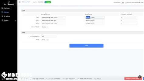 Antminer account.  Enter the default Convenient Management Register with ma...