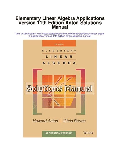 Anton Elementary Linear Algebra Solutions Manual