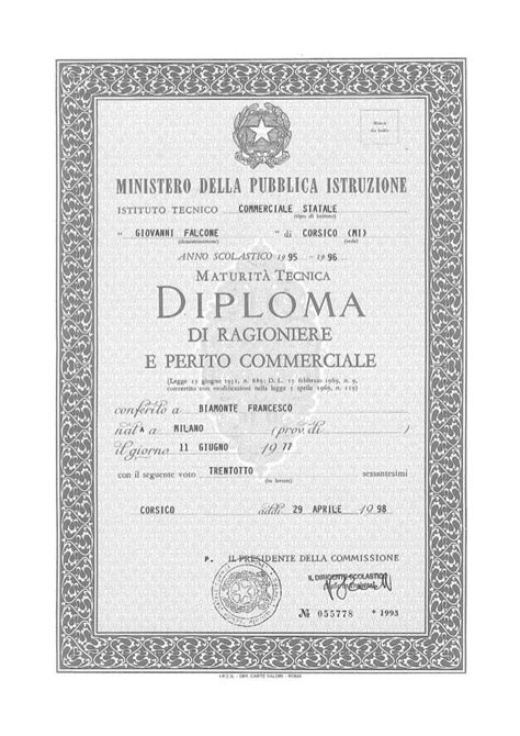 Antonio Rivieccio - Diploma di Ragioneria - Torre del Greco