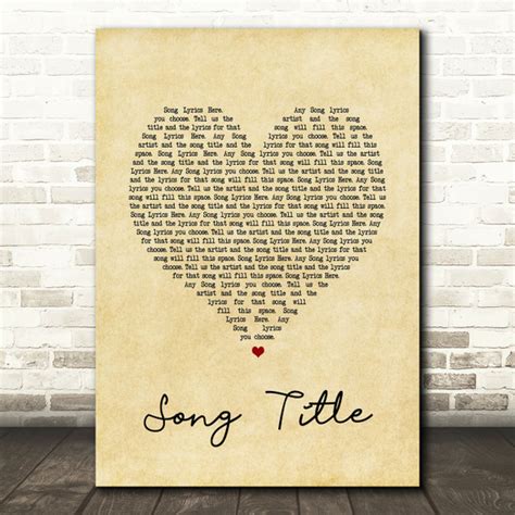 Any Song Lyrics Custom Grey Heart Wall Art Quote Personalised Lyrics …