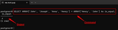 Any postgresql примеры.  Examples include arrays, conditional checks, and comparison operator...