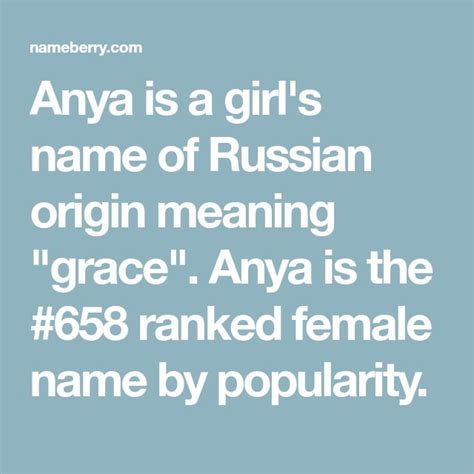 Anya - Baby Name Meaning, Origin and Popularity