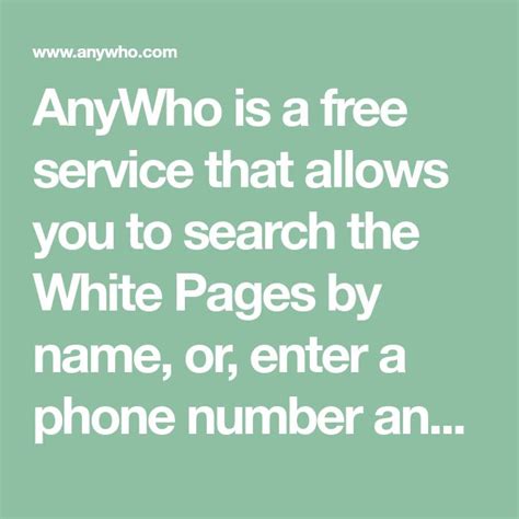 AnyWho is a free directory service with residential, business, and government white and yellow pages listings. Entries can be added or changed quickly and easily. Listings feature name, telephone number, address, FAX, e-mail, home page, and toll-free numbers.