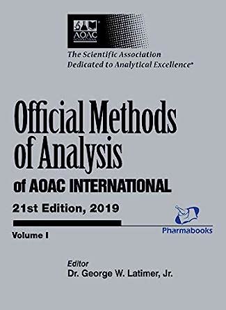 Aoac métodos oficiales de análisis volumen 2 1990. - Lecturas sobre economía financiera internacional e integración económica.