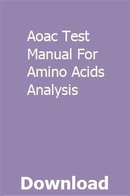 Aoac test manual for amino acids analysis. - Estado y desarrollo en américa latina.