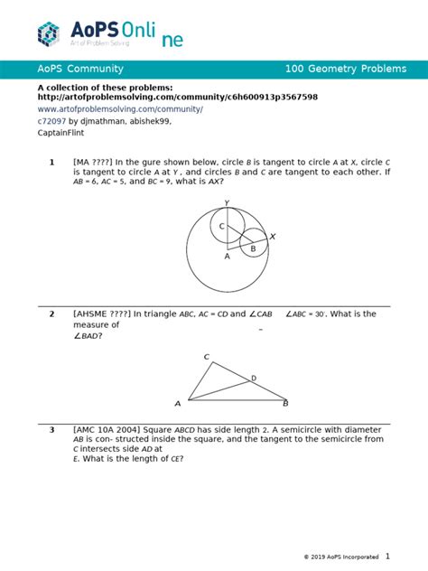 Aops 100 geometry problems.  Aug 3, 2025 · This page contains problems and soluti...