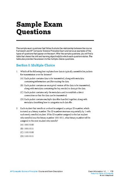 Ap Computer Science Principles Practice 18 questions Sample Exam