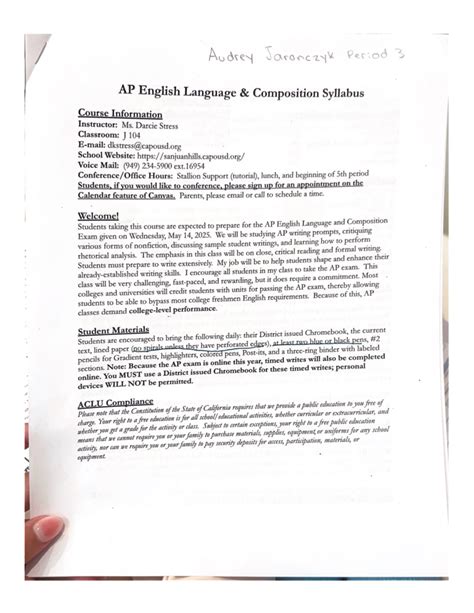 Ap English Language Composition Syllabus