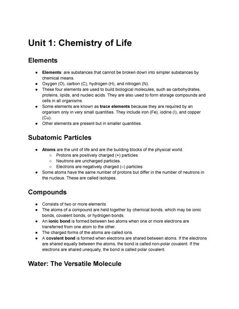 Ap bio unit 1 notes. .  ...