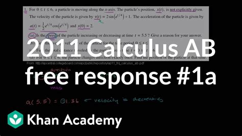 2021 AP Calculus AB Calculus Exam Free Response Question #2Full playlist: https://www.youtube.com/playlist?list=PL6iwkLfBjZixEcq-THVfosREeDizd1nK5particle mo.... 