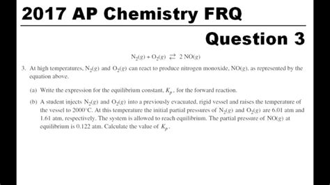5 Faraday s constant, = 96,485 coulombs per mole of electrons 1 volt =1 joule1 coulomb 2017 AP Chemistry Free-Response Questions 2017 The College Board. Visit the College Board on the Web: GO ON TO THE NEXT PAGE. -5- Chemistry Section II 7 Questions Time 1 hour and 45 minutes YOU MAY USE YOUR CALCULATOR FOR THIS SECTION.. 
