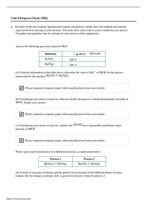 Ap chem unit 9 progress check frq.  The Unit 9 Progress Check FRQ in AP Chemistry...