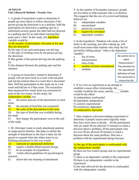 Ap psych unit 2 practice questions. 30 of 30. Quiz yourself with questions and answers for AP Psychology Unit 8 Motivation and Emotion - Practice Test, so you can be ready for test day. Explore quizzes and practice tests created by teachers and students or create one from your course material. 