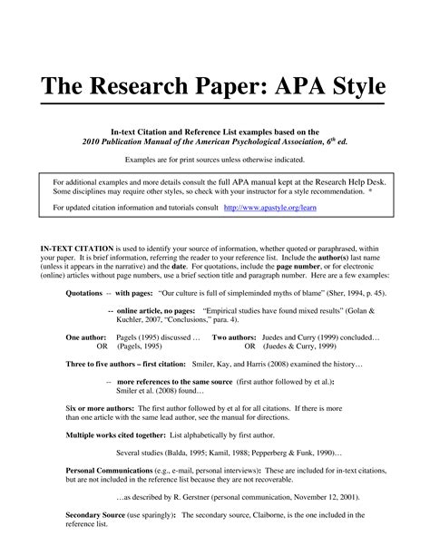 Apa Style Research Paper Template