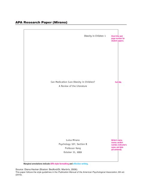 Apa Style Research Paper Template Word