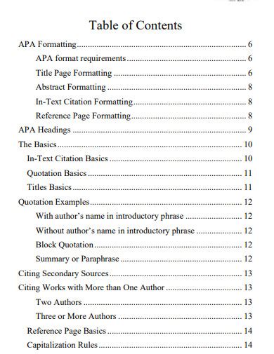 Apa Table Of Contents Template How to Create Table of Contents in