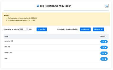 Apache log rotation configuration.  The three commands that specify how of...
